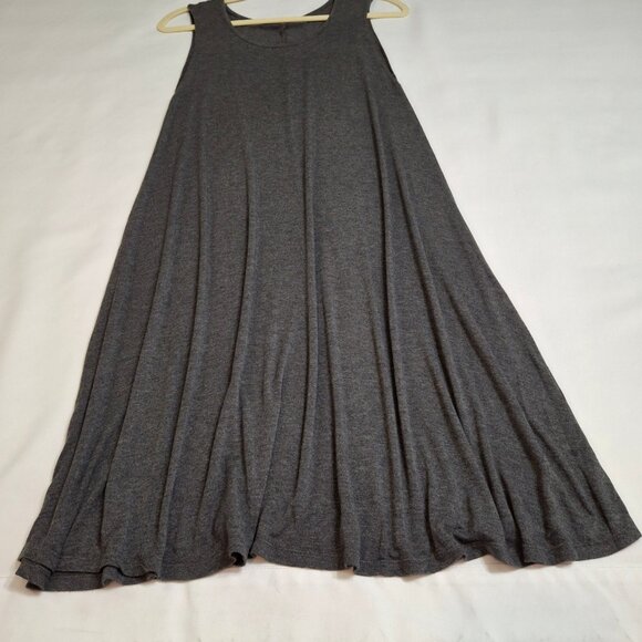 A-Line Swing Dress Size M Grey Round Neck Sleeveless Stretch Jersey - Picture 3 of 8